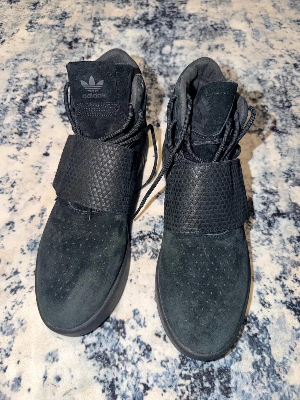 Adidas Tubular Invader Strap Triple‎ Black High Top Sneakers Men’s Size 10